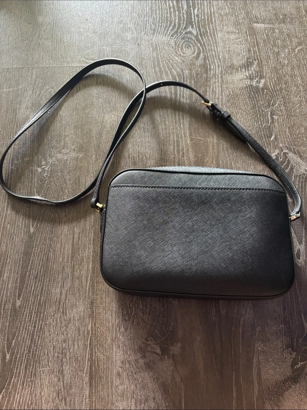 Michael Kors Black Leather Crossbody with Gold Hardware